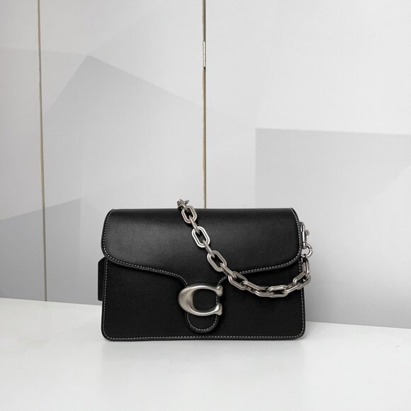 COACH SOFT GRAIN CHAIN TABBY SHOULDER BAG 30 - BLACK - Picture 2 of 9